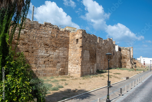 Byzantine Wall fortress at Chania, Crete island Greece. Acropolis of Kydonia, fortification ruins. photo
