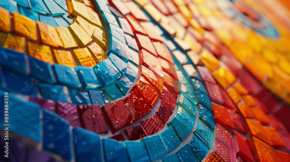 Fototapeta premium A colorful mosaic tile design with a rainbow pattern