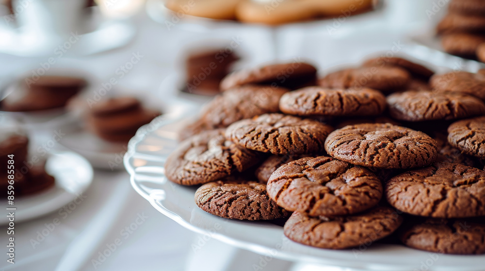 A white plate with a bunch of brown cookies on it A white plate with a bunch of brown cookies on it