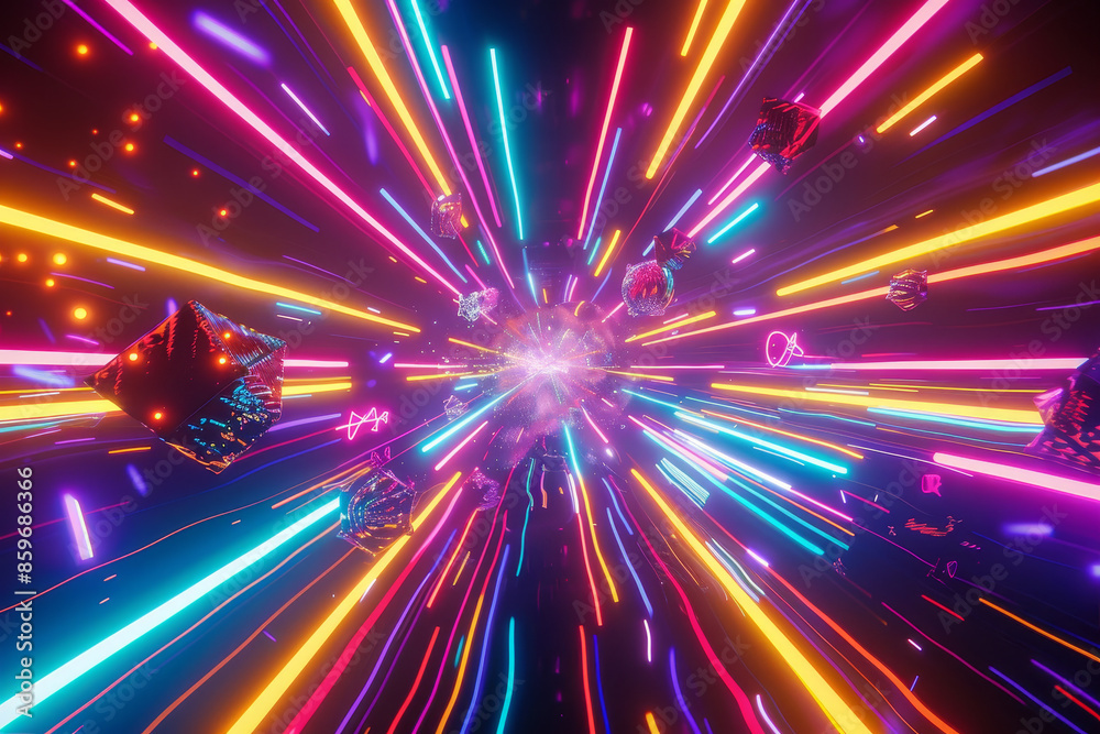 Fototapeta premium A colorful explosion of light with neon colors