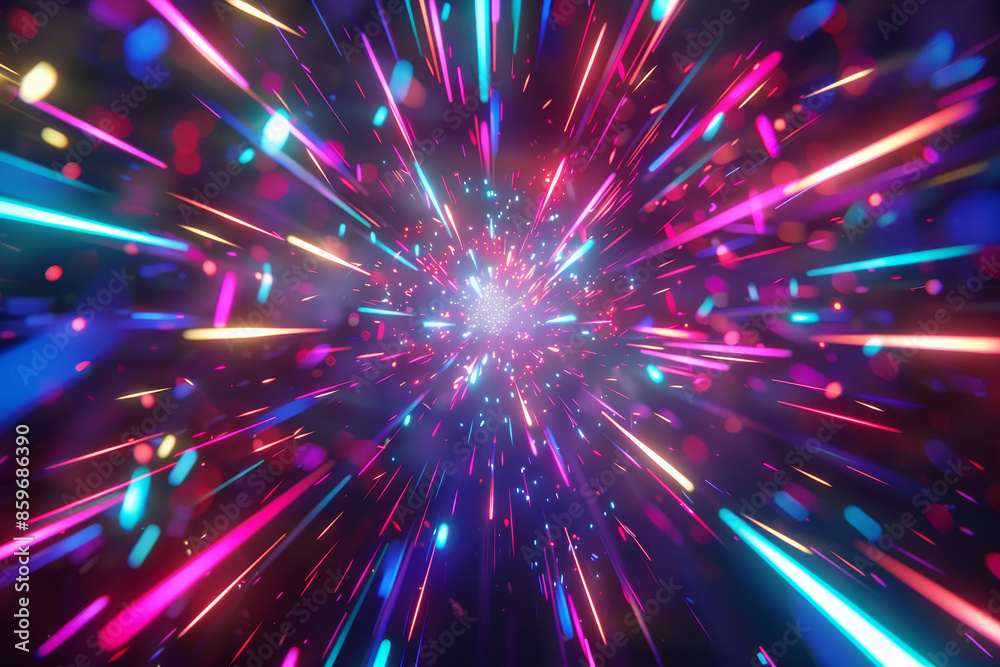 Fototapeta premium A colorful explosion of light with neon colors