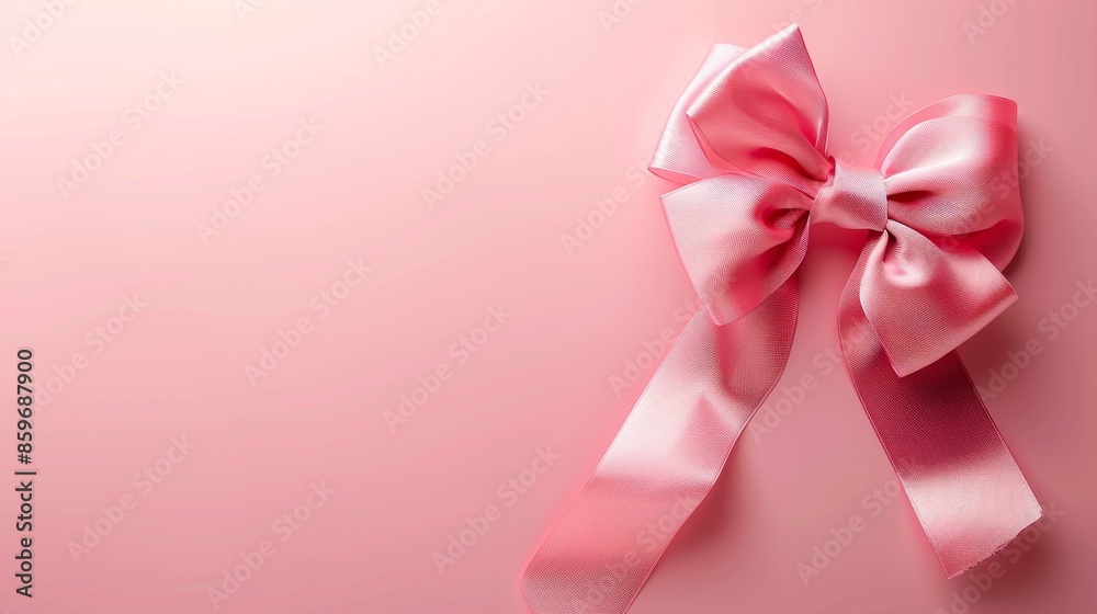 Pink Satin Ribbon Bow on Pink Background Pink Satin Ribbon Bow on Pink Background