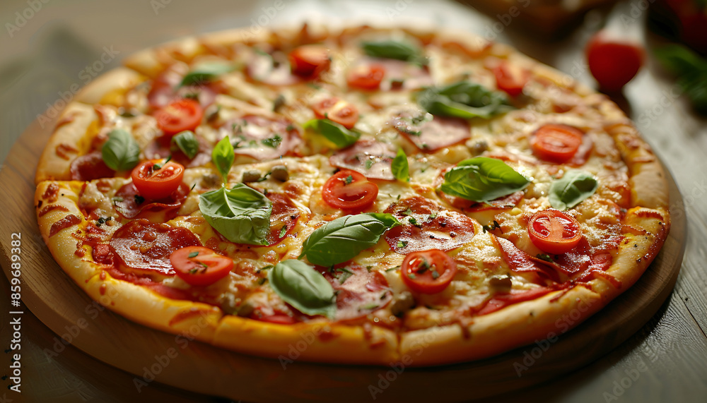 Fresh Homemade Italian Pizza with buffalo mozzarella and basil Fresh Homemade Italian Pizza with buffalo mozzarella and basil