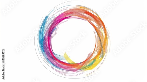 Abstract Colorful Circle Frame of Lines -  Digital Art