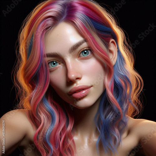 Generative AI detailed realistic portrait of a beauty girl woman