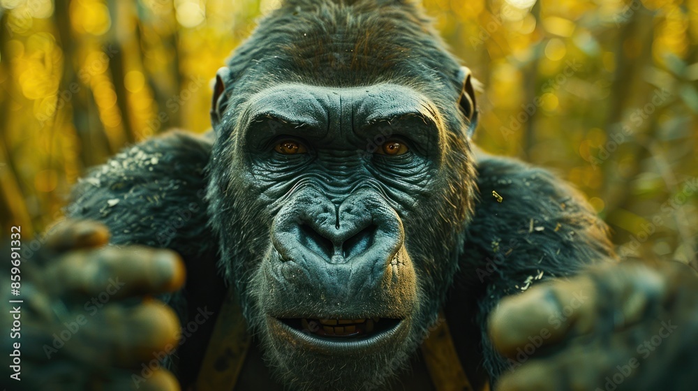 Close Up of a Gorilla's Face in the Forest Close Up of a Gorilla's Face in the Forest