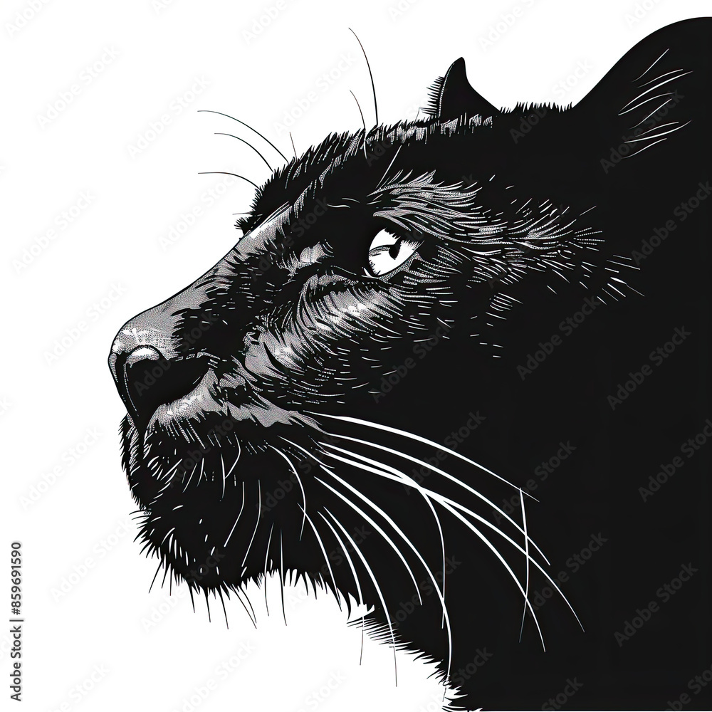 Obraz premium A black and white drawing of a black panther