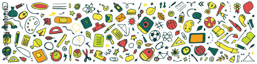Back to school seamless pattern. Good for textile fabric design, wrapping paper and website wallpapers.