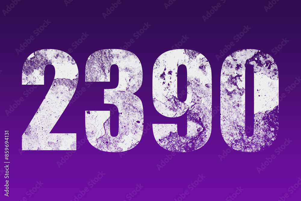 flat white grunge number of 2390 on purple background. flat white grunge number of 2390 on purple background.