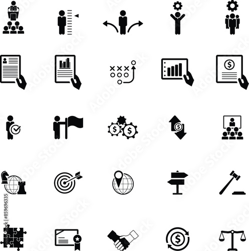 Universal business management and human resources icon set. Universal icons for web and mobile. Vector.	