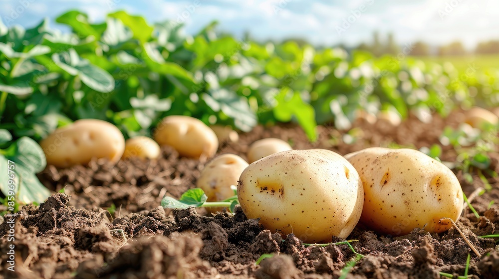 potato harvest in the garden. Selective focus potato harvest in the garden. Selective focus