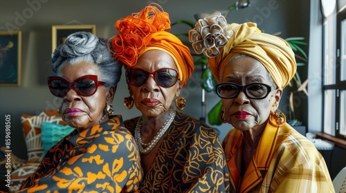 Stylish Elderly Women in Vibrant Fashion. Generative ai
