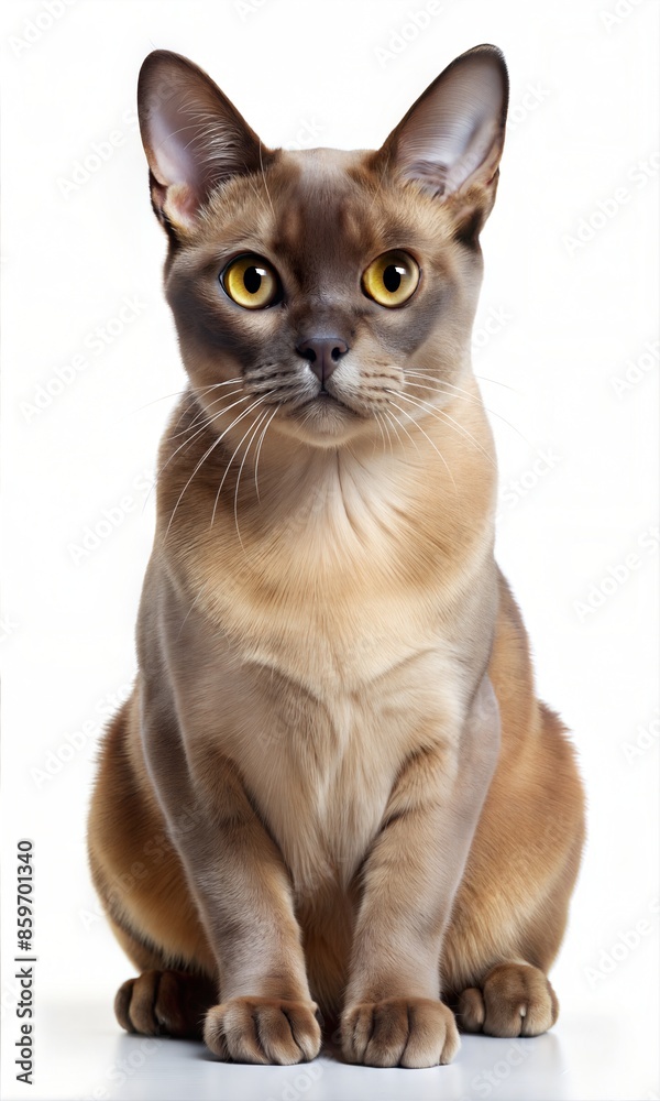 Cute Burmese Cat isolated on a white background 