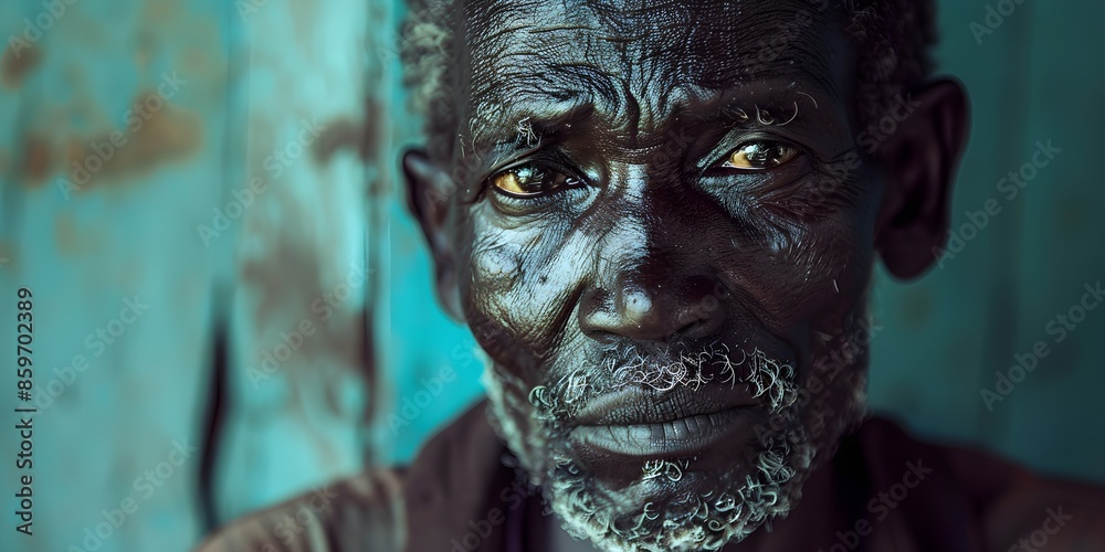 Poignant Portrait of a Man with Thoughtful Expression in South Sudan Poignant Portrait of a Man with Thoughtful Expression in South Sudan