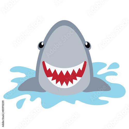 Happy shark vector cartoon illustration