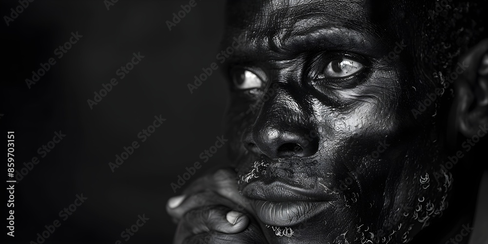 Poignant Portrait of a Man with Thoughtful Expression in South Sudan Poignant Portrait of a Man with Thoughtful Expression in South Sudan