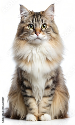 Cute Ragamuffin Cat isolated on a white background 