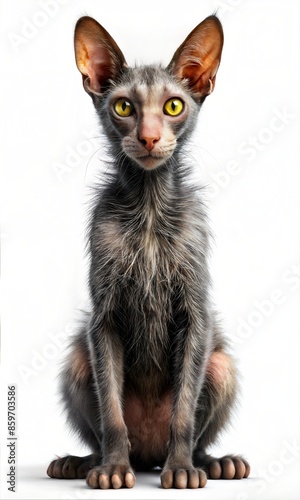 Cute Lykoi Cat isolated on a white background 