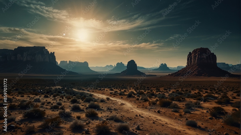 Fototapeta premium Alien mountains in the style of game art
