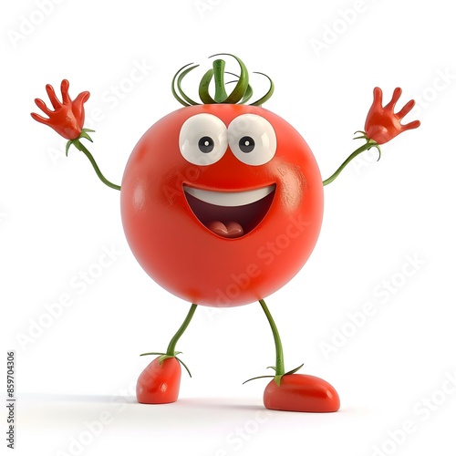 Funny 3d tomato character isolated on white background photo