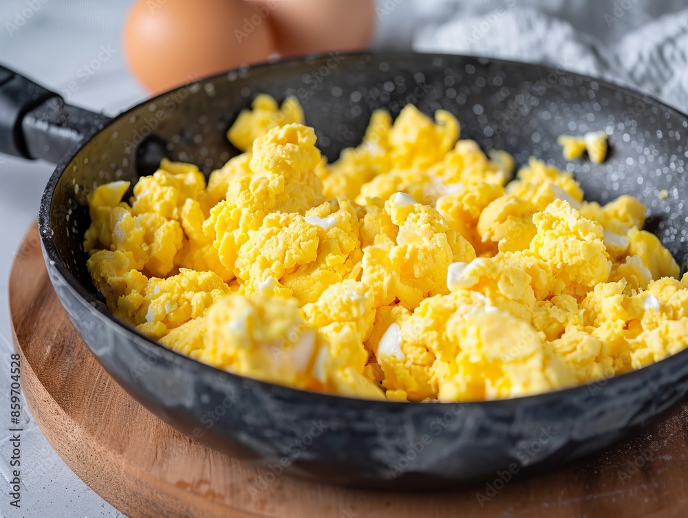 Scrambled eggs in a pan