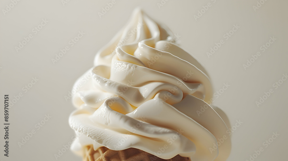 A close-up shot of soft serve ice cream being served, highlighting the creamy swirl and crispy cone A close-up shot of soft serve ice cream being served, highlighting the creamy swirl and crispy cone
