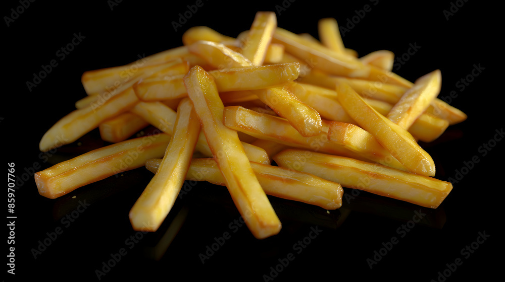 A crispy serving of fast food french fries, perfectly golden and seasoned A crispy serving of fast food french fries, perfectly golden and seasoned