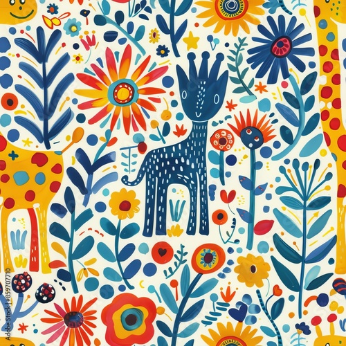 Diverse wildlife animal pattern background with a variety of creatures for versatile design