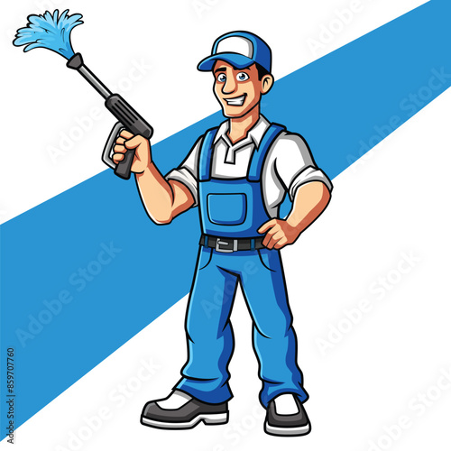 Pressure Washer Man Cartoon Mascot Character