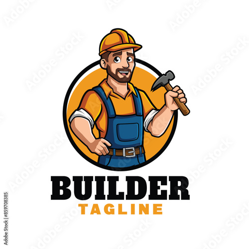 Builder Cartoon Mascot Logo Design for Your Company