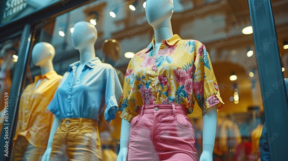 Obraz premium Mannequin wearing summer clothes on shop display