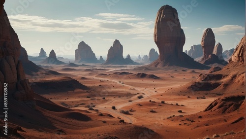 Alien mountains in the style of game art
