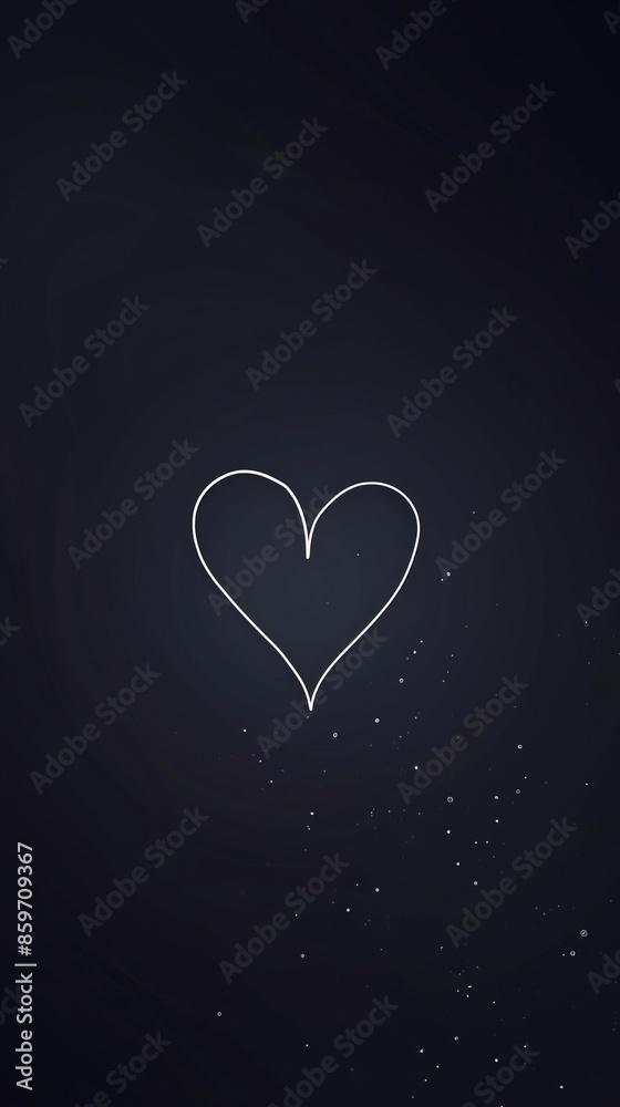 Dark wallpaper with a small, white, minimalist heart in the bottom right corner. ,Dark Color light ,vectorline design , illustration , Mobile Wallpaper Dark wallpaper with a small, white, minimalist heart in the bottom right corner. ,Dark Color light ,vectorline design , illustration , Mobile Wallpaper