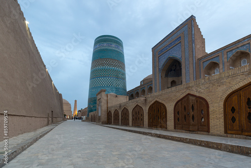 Kaltaminor is a memorial minaret  in Khiva, Uzbekista photo