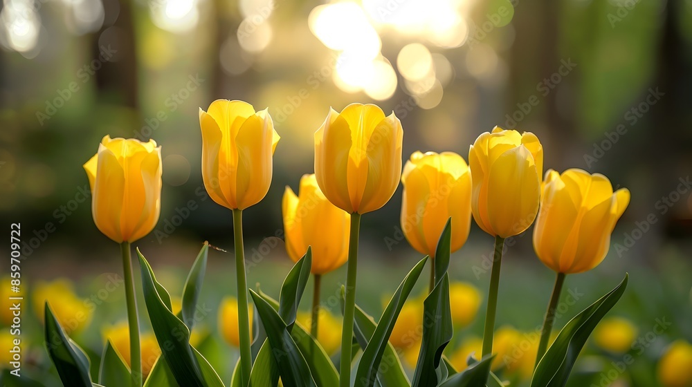 Obraz premium Spring holidays start with lovely yellow tulips perfect for greeting cards