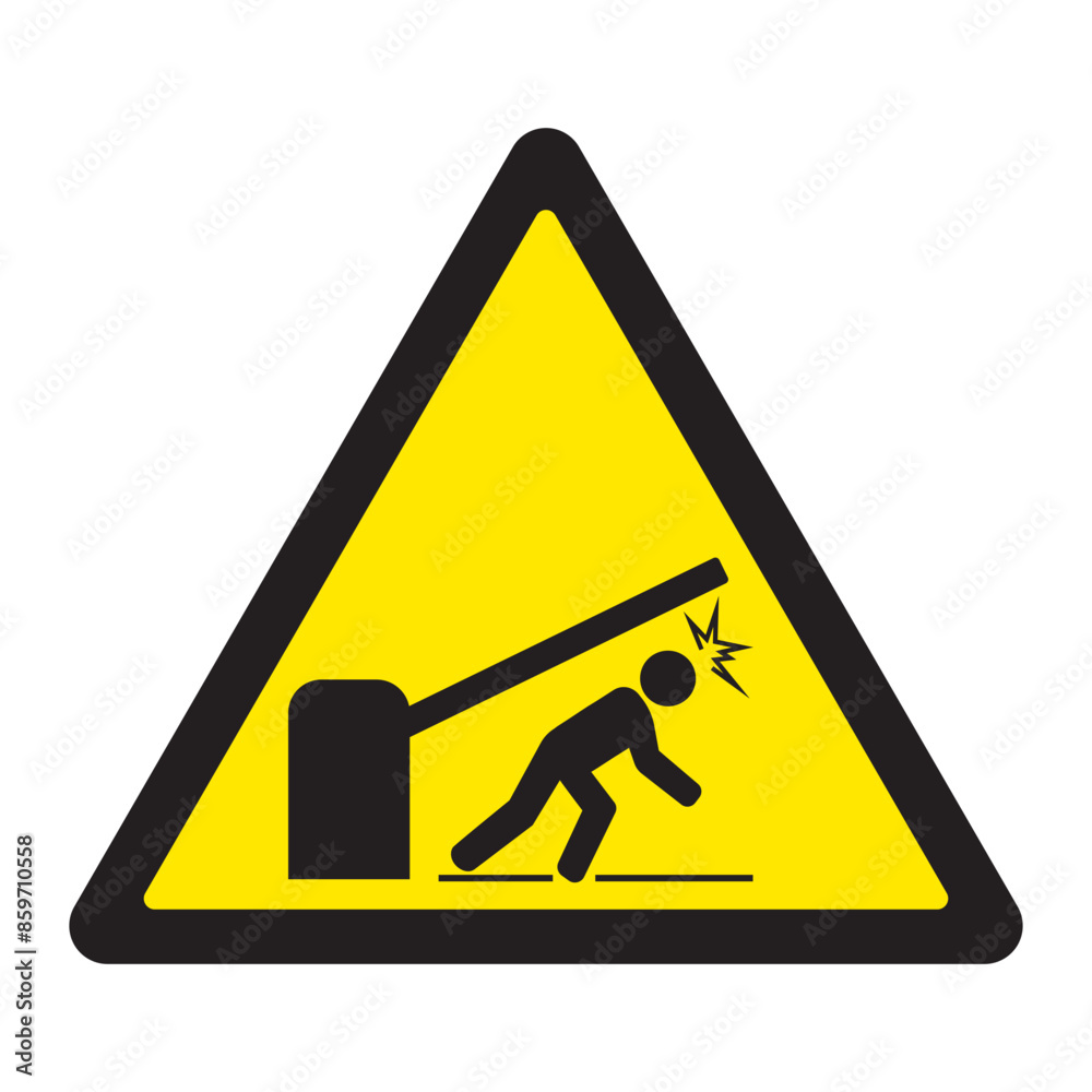 The barrier may crash caution sign The barrier may crash caution sign