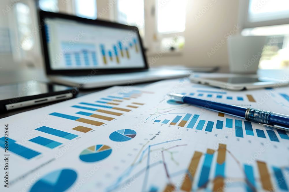 A stack of graphs with different colors and numbers A stack of graphs with different colors and numbers