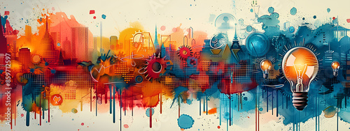 Obraz na płótnie Design art concept abstract contemporary modern background business graphic idea. Work concept art design retro office poster icon hand team success digital ad artwork visual technology research job. w salonie