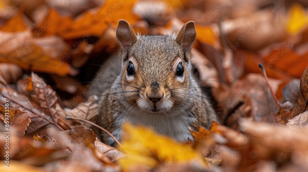 A mischievous squirrel burying a nut, its eyes darting around to make sure no one is watching, as it secures its winter stash. A mischievous squirrel burying a nut, its eyes darting around to make sure no one is watching, as it secures its winter stash.