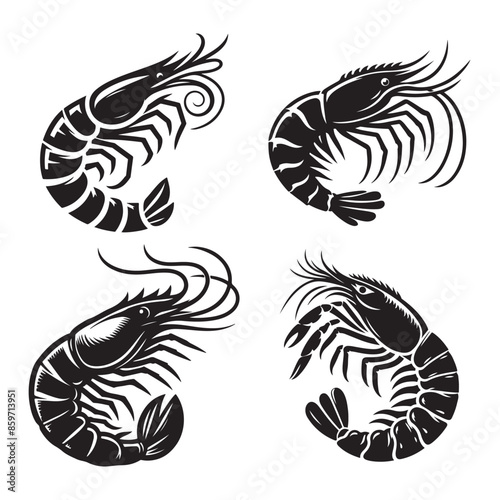 Prawns vector silhouette