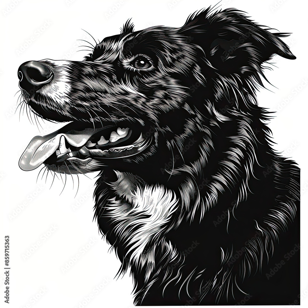 custom made wallpaper toronto digitalA black and white drawing of a Australian Shepherd dog