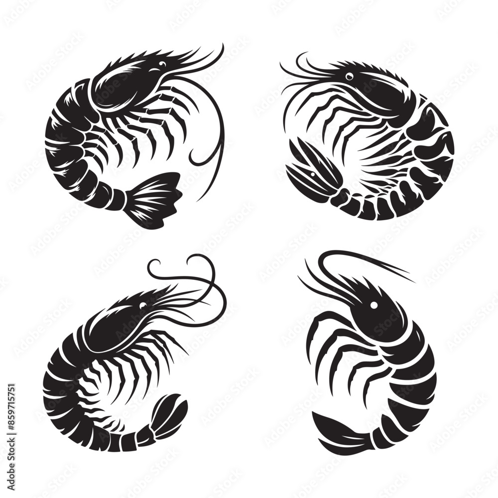 Prawns vector silhouette Prawns vector silhouette