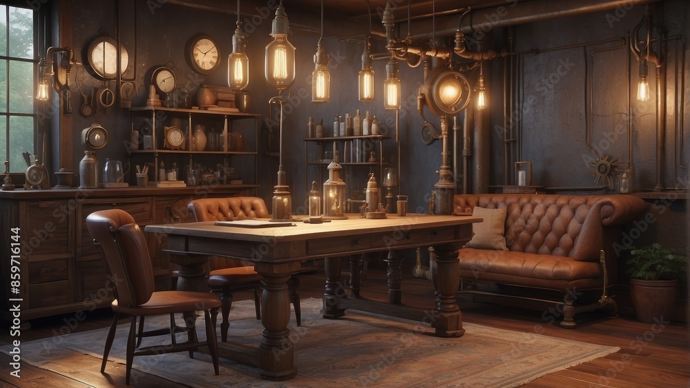 Beautiful salon steampunk style romantic evening