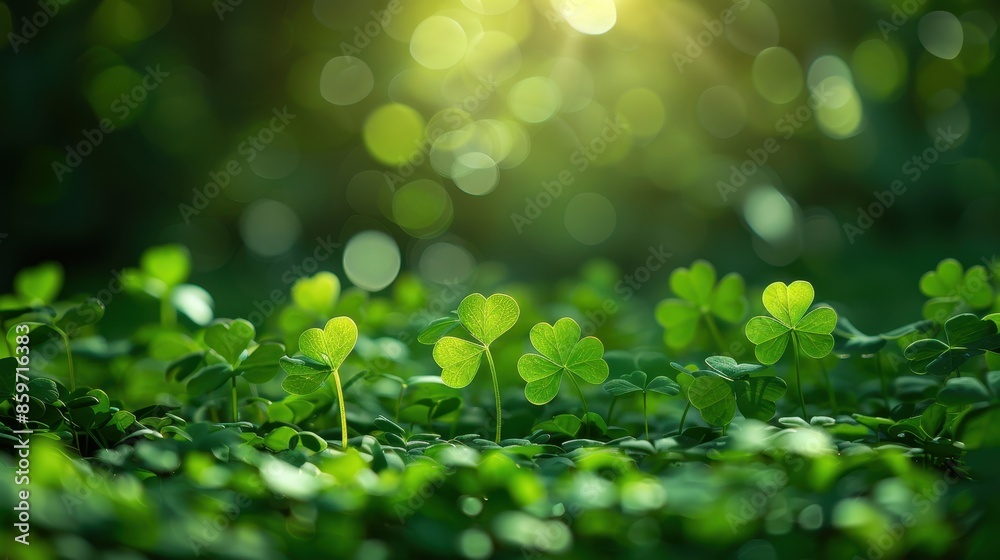 A clover field basking in sunlight, with numerous lush green leaves creating a beautiful and serene scene that evokes feelings of peace and happiness. A clover field basking in sunlight, with numerous lush green leaves creating a beautiful and serene scene that evokes feelings of peace and happiness.