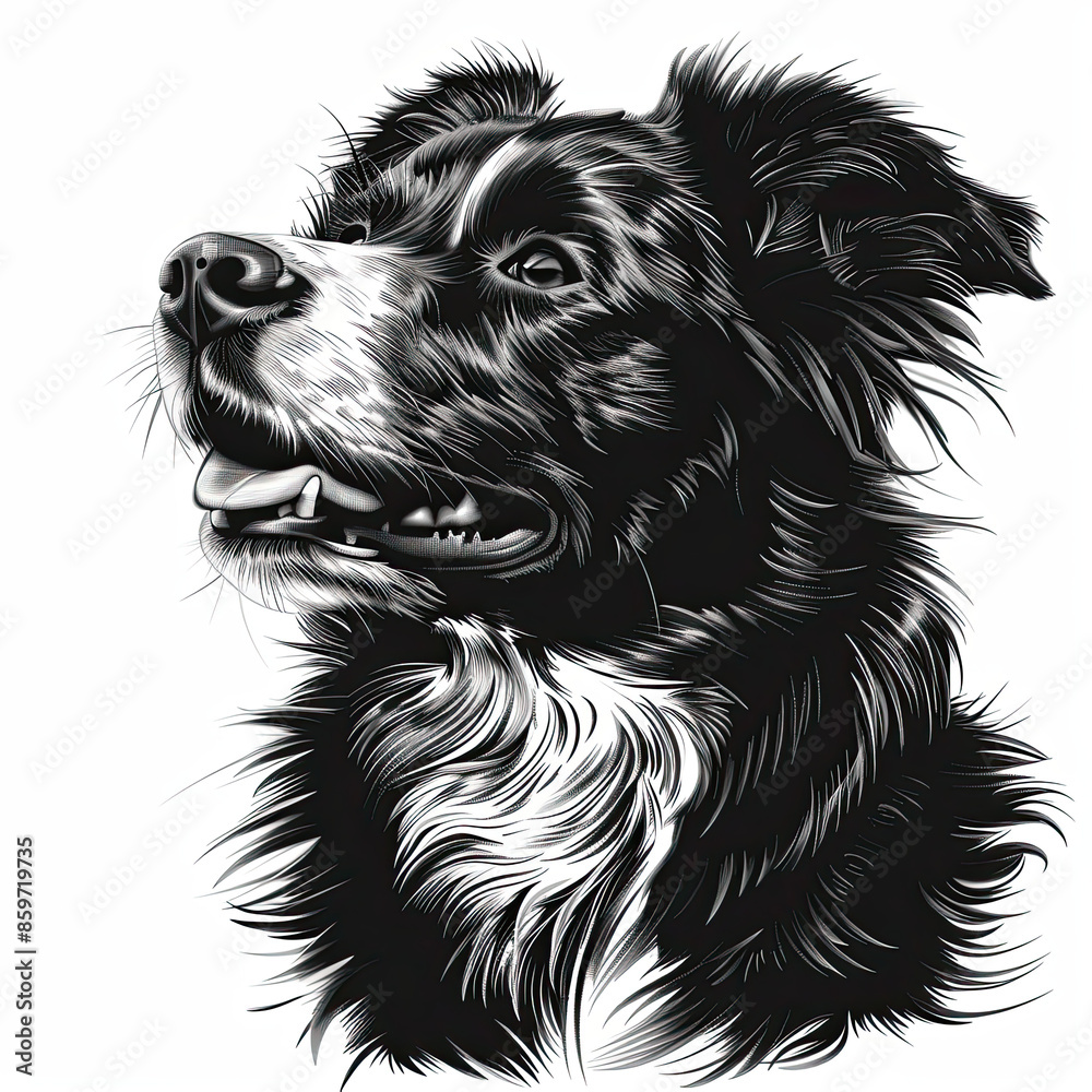custom made wallpaper toronto digitalA black and white drawing of a Australian Shepherd dog