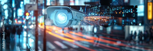 Wallpaper Mural City street surveillance camera system focused on motion face identity detection and recognition Torontodigital.ca