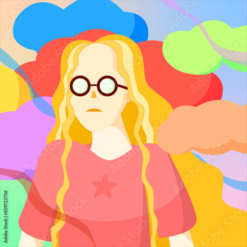 Girl in the Clouds of spray vector illustration