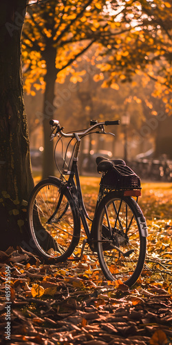 bicicleta estacionada ao lado de uma árvore photo