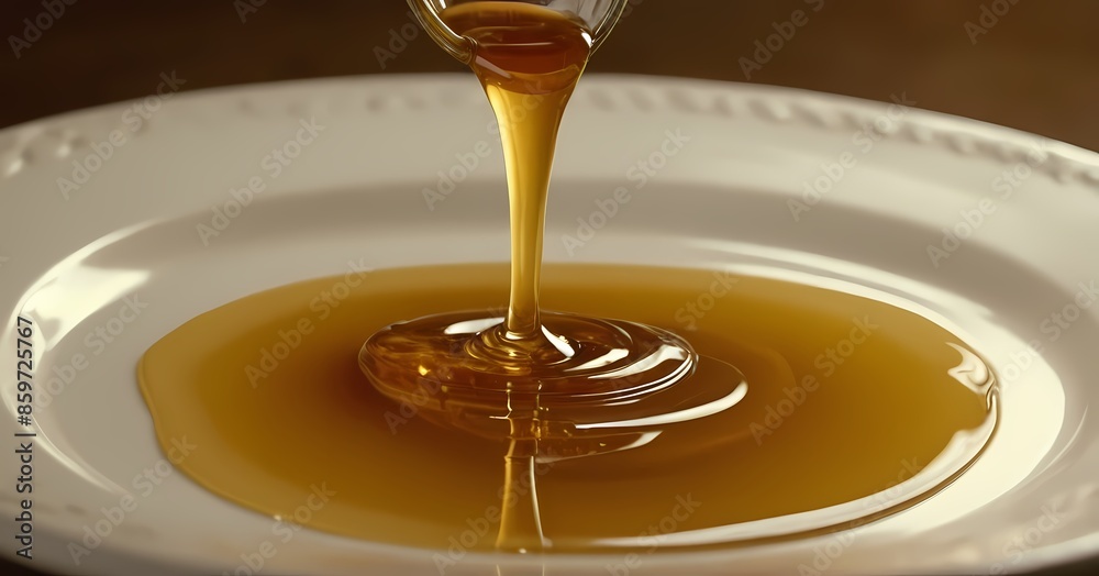 honey dripping from a wooden dipper honey dripping from a wooden dipper
