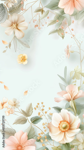 Abstract floral background in soft tones with copy space.